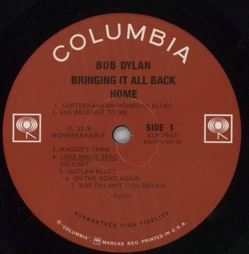 Bob Dylan Bringing It All Back Home - 180gm vinyl LP album (LP record) US DYLLPBR855449