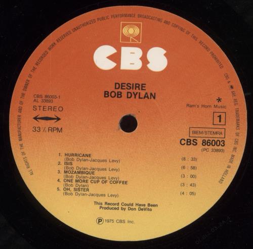 Bob Dylan Desire vinyl LP album (LP record) Dutch DYLLPDE560231