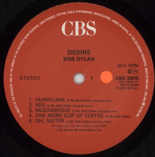 Bob Dylan Desire vinyl LP album (LP record) UK DYLLPDE889919