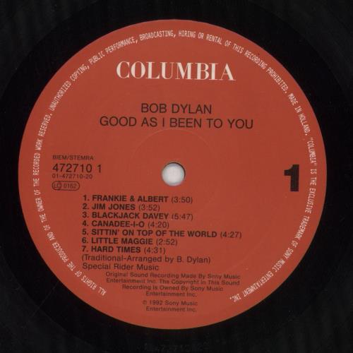 Bob Dylan Good As I Been To You vinyl LP album (LP record) Dutch DYLLPGO773419