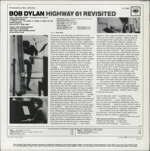 Bob Dylan Highway 61 Revisited - 180gm vinyl LP album (LP record) US DYLLPHI855455