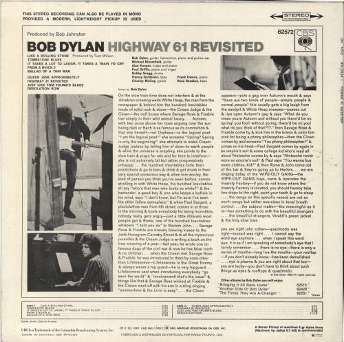 Bob Dylan Highway 61 Revisited vinyl LP album (LP record) Portuguese DYLLPHI806700