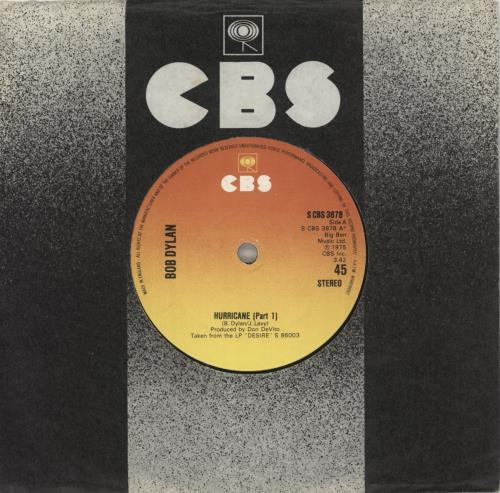 Bob Dylan Hurricane 7" vinyl single (7 inch record / 45) UK DYL07HU334599