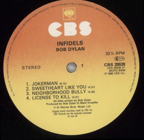 Bob Dylan Infidels + insert vinyl LP album (LP record) UK DYLLPIN698066