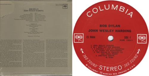 Bob Dylan John Wesley Harding - 360 Sound vinyl LP album (LP record) US DYLLPJO405829