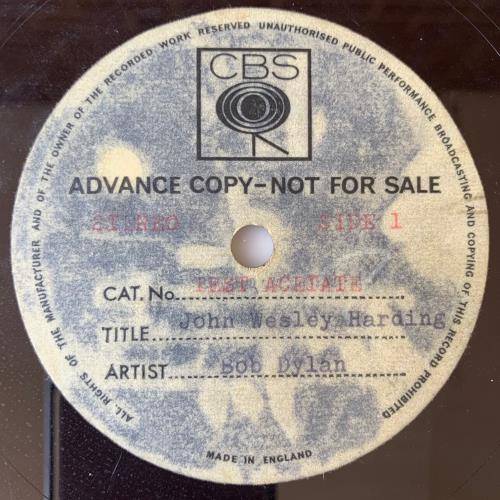 Bob Dylan John Wesley Harding vinyl LP album (LP record) UK DYLLPJO749084
