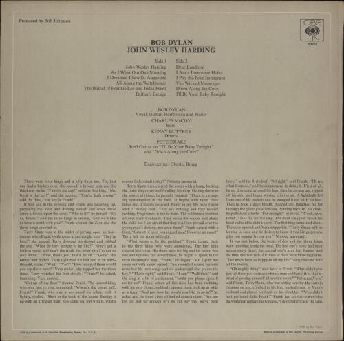 Bob Dylan John Wesley Harding vinyl LP album (LP record) Dutch DYLLPJO877526