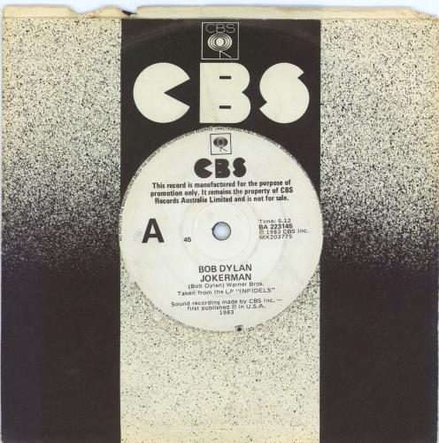 Bob Dylan Jokerman 7" vinyl single (7 inch record / 45) Australian DYL07JO774768