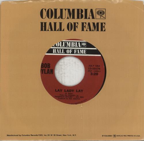 Bob Dylan Lay Lady Lay 7" vinyl single (7 inch record / 45) US DYL07LA878749