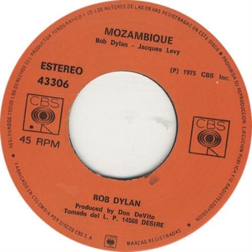 Bob Dylan Mozambique 7" vinyl single (7 inch record / 45) Colombian DYL07MO323080