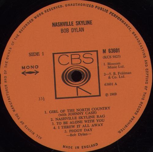 Bob Dylan Nashville Skyline - 1st Mono - Upton - Ex vinyl LP album (LP record) UK DYLLPNA704192