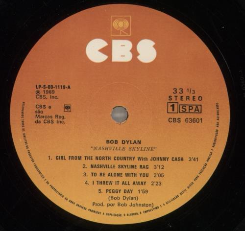 Bob Dylan Nashville Skyline vinyl LP album (LP record) Portuguese DYLLPNA694700