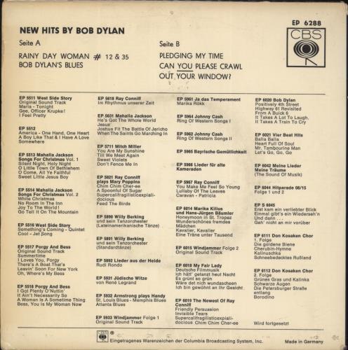 Bob Dylan New Hits EP - VG 7" vinyl single (7 inch record / 45) German DYL07NE888085