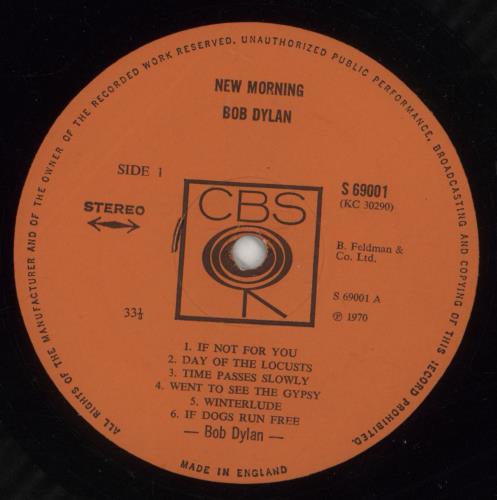 Bob Dylan New Morning - VG vinyl LP album (LP record) UK DYLLPNE512653