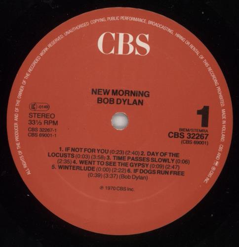 Bob Dylan New Morning vinyl LP album (LP record) Dutch DYLLPNE570595