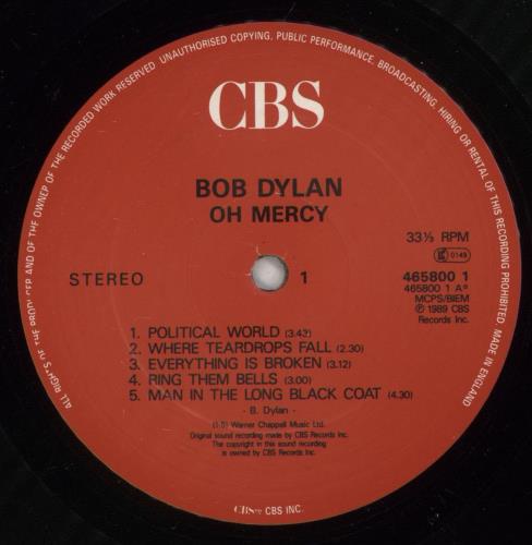Bob Dylan Oh Mercy vinyl LP album (LP record) UK DYLLPOH876277