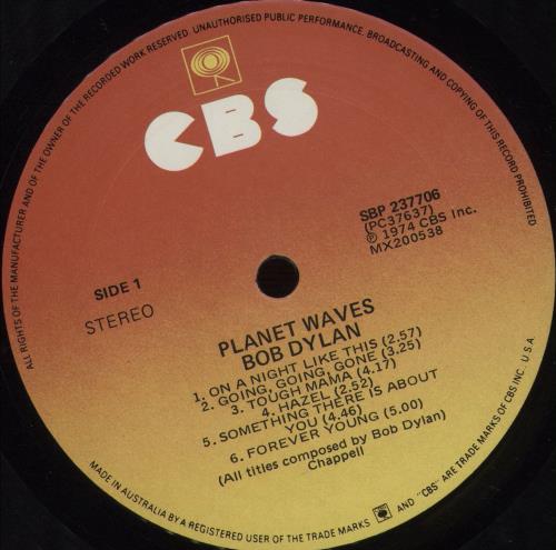 Bob Dylan Planet Waves vinyl LP album (LP record) Australian DYLLPPL671081