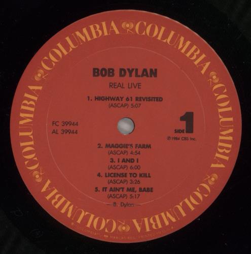 Bob Dylan Real Live - EX vinyl LP album (LP record) US DYLLPRE883408