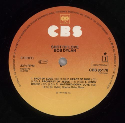 Bob Dylan Shot Of Love - EX vinyl LP album (LP record) UK DYLLPSH586160