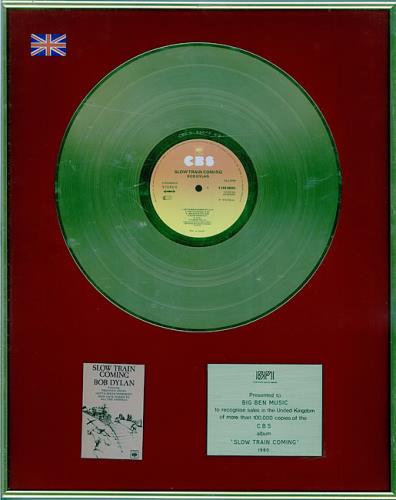 Bob Dylan Slow Train Coming award disc UK DYLAWSL497670