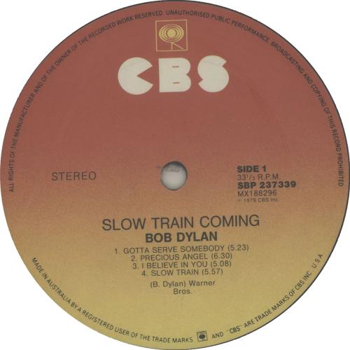 Bob Dylan Slow Train Coming vinyl LP album (LP record) Australian DYLLPSL654416