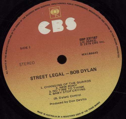 Bob Dylan Street Legal vinyl LP album (LP record) Australian DYLLPST671093