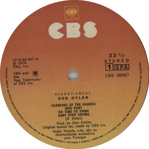 Bob Dylan Street Legal vinyl LP album (LP record) Portuguese DYLLPST89297