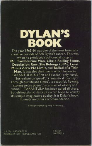 Bob Dylan Tarantula book UK DYLBKTA248883