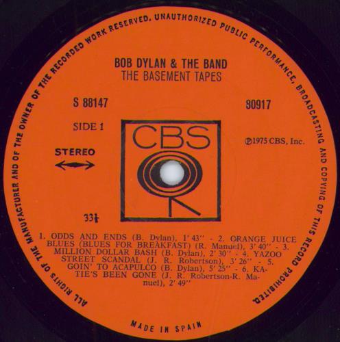 Bob Dylan The Basement Tapes - Plain Orange Labels 2-LP vinyl record set (Double LP Album) Spanish DYL2LTH790860