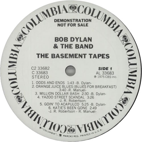 Bob Dylan The Basement Tapes - White Label + Timing Strip 2-LP vinyl record set (Double LP Album) US DYL2LTH74763