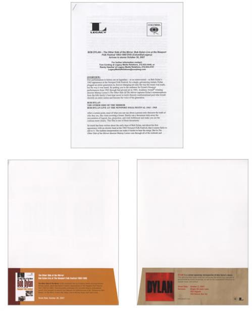 Bob Dylan The Other Side Of The Mirror media press pack US DYLPPTH432585