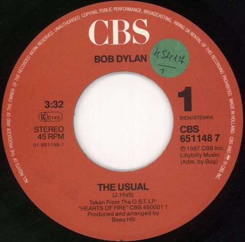 Bob Dylan The Usual 7" vinyl single (7 inch record / 45) Dutch DYL07TH721547