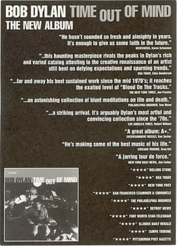 Bob Dylan Time Out Of Mind memorabilia US DYLMMTI213135