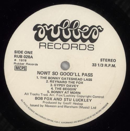 Bob Fox Nowt So Good'll Pass vinyl LP album (LP record) UK 9WHLPNO878183