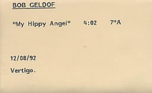 Bob Geldof My Hippy Angel cassette single UK GELCSMY36814