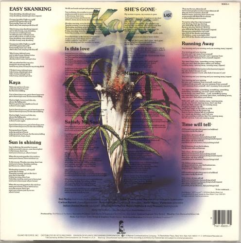 Bob Marley & The Wailers Kaya vinyl LP album (LP record) US BMLLPKA711558