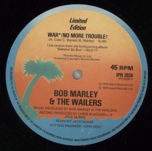 Bob Marley & The Wailers War/ No More Trouble 12" vinyl single (12 inch record / Maxi-single) UK BML12WA699762