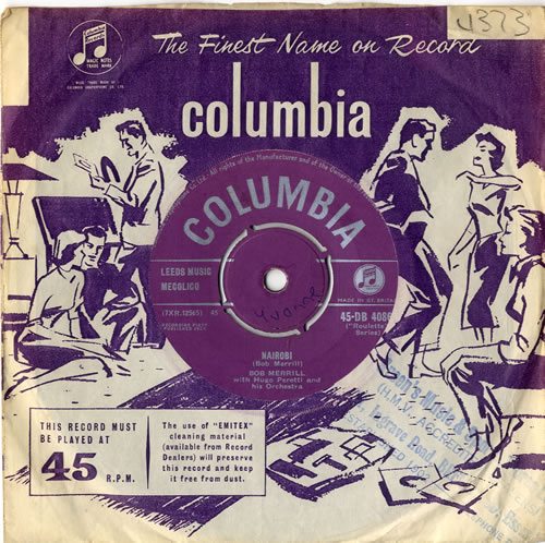 Bob Merrill Nairobi 7" vinyl single (7 inch record / 45) UK F6C07NA615300
