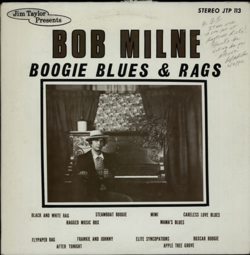 Bob Milne Boogie, Blues & Rags - Autographed vinyl LP album (LP record) US F7BLPBO616841