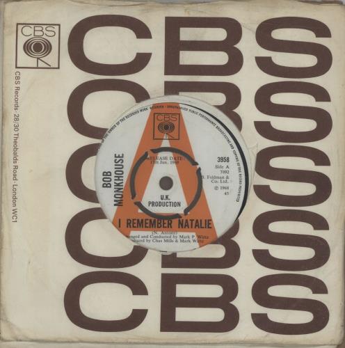 Bob Monkhouse I Remember Natalie - A Label 7" vinyl single (7 inch record / 45) UK BM507IR676140