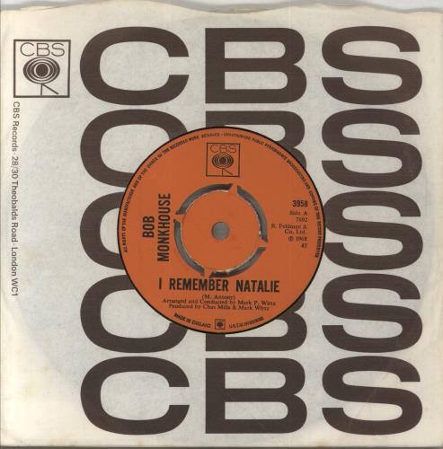 Bob Monkhouse I Remember Natalie 7" vinyl single (7 inch record / 45) UK BM507IR857371