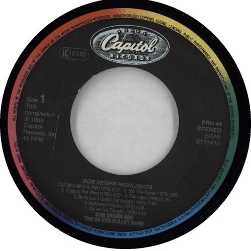 Bob Seger Highlights 1978-1982 7" vinyl single (7 inch record / 45) Dutch SEG07HI625579