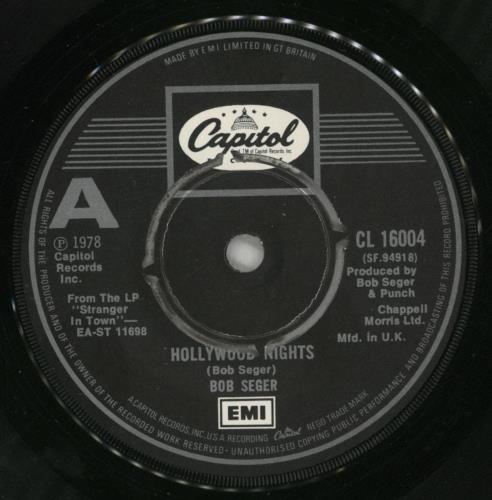 Bob Seger Hollywood Nights 7" vinyl single (7 inch record / 45) UK SEG07HO610237