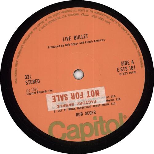 Bob Seger 'Live' Bullet - Factory Sample 2-LP vinyl record set (Double LP Album) UK SEG2LLI734169