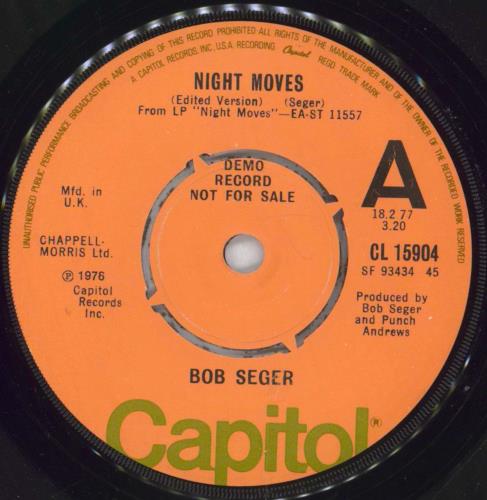 Bob Seger Night Moves 7" vinyl single (7 inch record / 45) UK SEG07NI828103