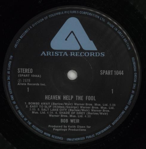 Bob Weir Heaven Help The Fool vinyl LP album (LP record) UK BWELPHE872174