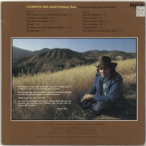 Bobby Bare Cowboys And Daddys vinyl LP album (LP record) US BYJLPCO699510