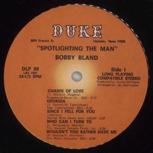 Bobby Bland Spotlighting The Man vinyl LP album (LP record) US BBYLPSP804980