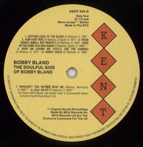 Bobby Bland The Soulful Side Of ... vinyl LP album (LP record) UK BBYLPTH864110
