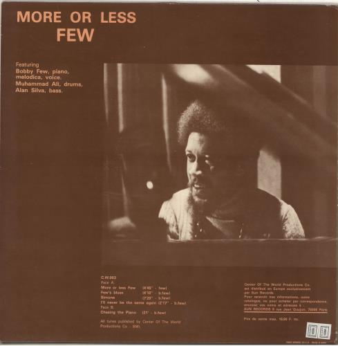 Bobby Few More Or Less Few vinyl LP album (LP record) French Q4DLPMO707367